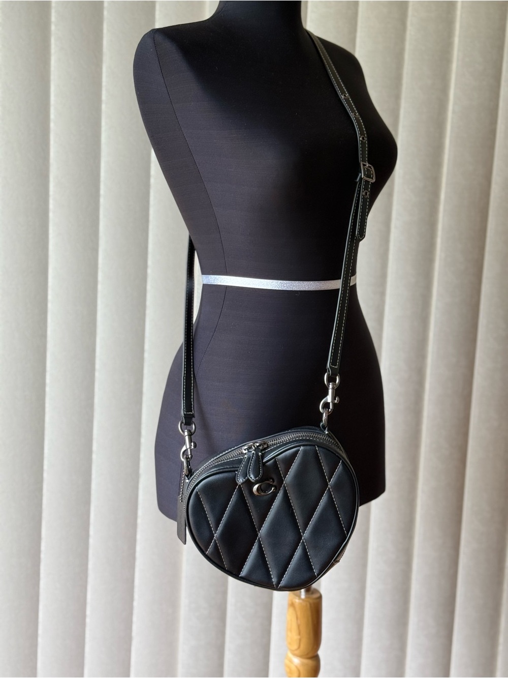 Coach Black Quilted Heart Crossbody with Silver-Tone Hardware